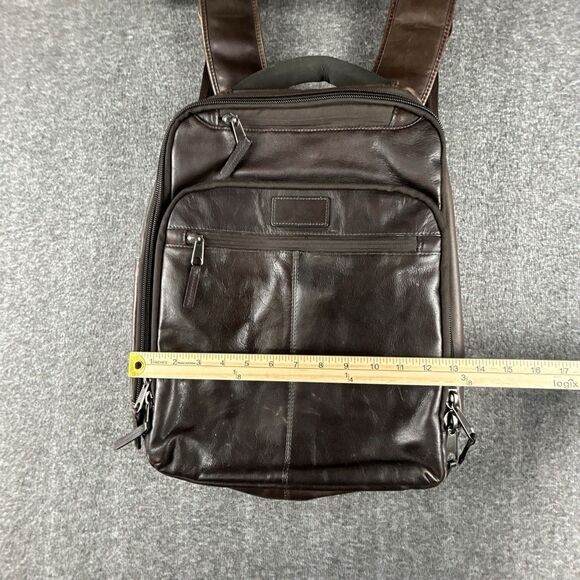 Renwick Genuine Leather RFID Laptop Backpack Brown Travel Business Bag 15” - Picture 8 of 8